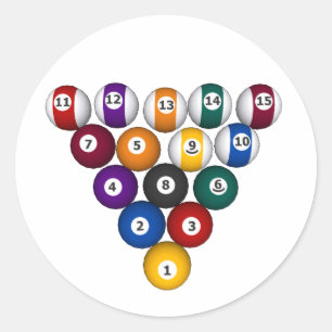 Pegatina Redonda Piscina: Balas Billiard: Billiards: