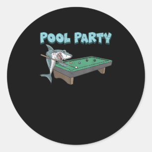 Pegatina Redonda Piscina de tiburón Fiesta Pun Billiard Playa de Ve
