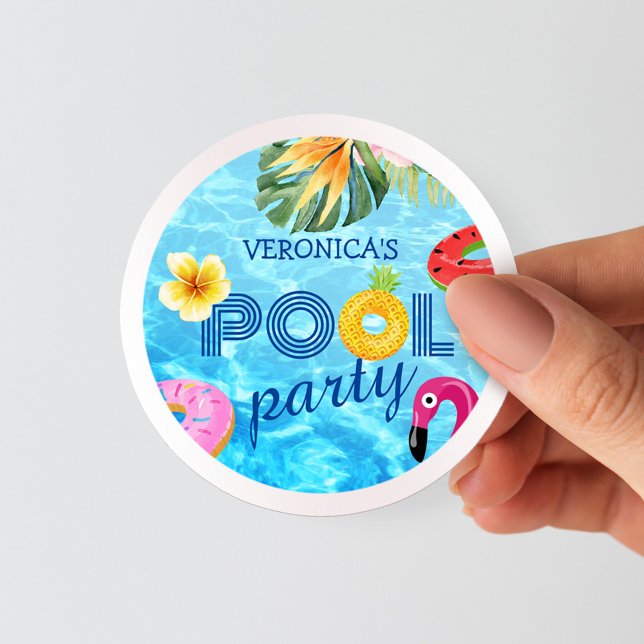 Pegatina Redonda Piscina Fiesta Verano Agua Natación Cumpleaños (Subido por el creador)