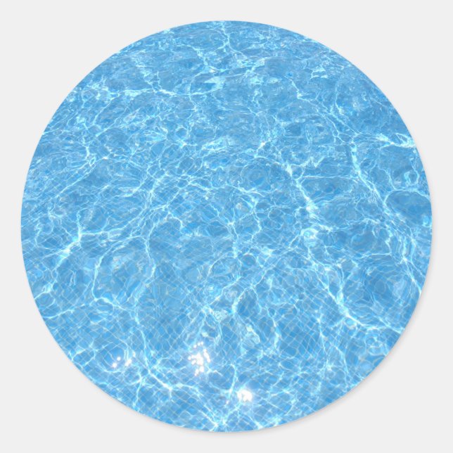 Pegatina Redonda Piscina personalizado Agua Azul Trendy Blank (Anverso)