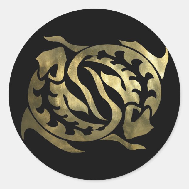 Pegatina Redonda Piscis Gold (Anverso)