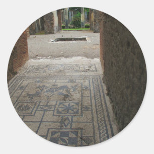 Pegatina Redonda Piso de mosaico de Pompeya