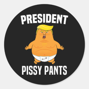 Pegatina Redonda Pissy Pants Funny Baby Trump