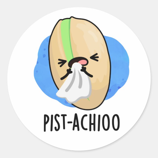 Pegatina Redonda Pist-achioo Gracioso estornudo Pistachio Pun (Anverso)