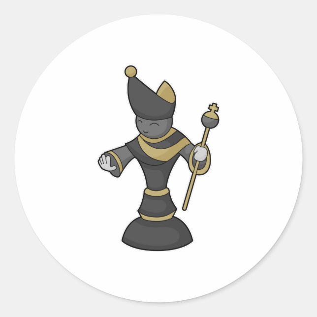 Pegatina Redonda Pista de ajedrez Bishop Staff Chess (Anverso)