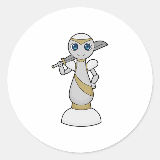 Pegatina Redonda Pista de ajedrez Pawn Sword Chess (Anverso)