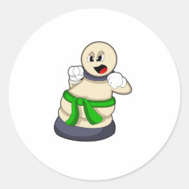 Pegatina Redonda Pista de ajedrez peatada en ajedrez