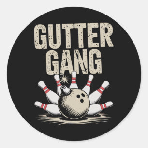 Pegatina Redonda Pista de Bolos Gutter Gang 1 