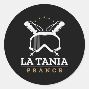 Pegatina Redonda Pista de esquí de La Tania Francia Vintage Esquí S