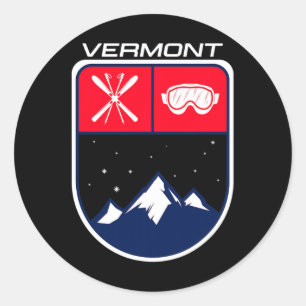 Pegatina Redonda Pista de esquí de montaña Vermont Goggle Pol