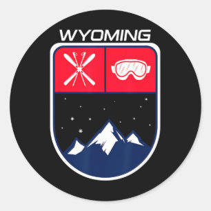 Pegatina Redonda Pista de esquí Wyoming Montaña Esquí Goggle Pol