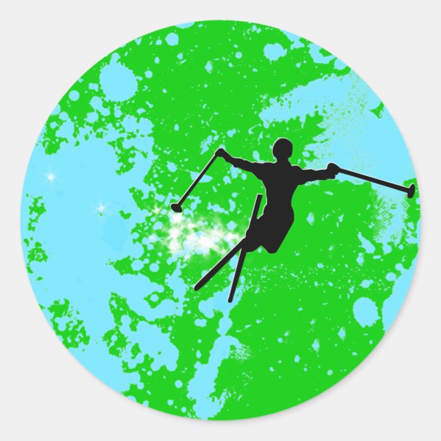 Pegatina Redonda pista de pólvora de esquí (Anverso)