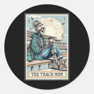Pegatina Redonda Pista Mamá Skeleton Tarot Card Runner M