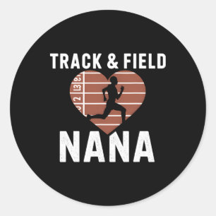 Pegatina Redonda Pista Y Campo Nana Abuela Orgullosa Madre Atleta