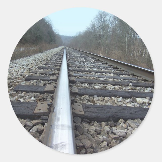 Pegatina Redonda Pistas de tren (Anverso)