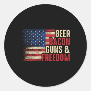 Pegatina Redonda Pistolas De Cerveza Y Libertad - Bandera De Estado