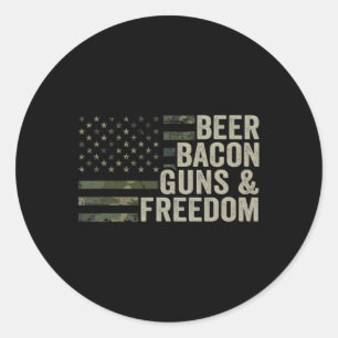 Pegatina Redonda Pistolas De Cerveza Y Libertad - Graciosa Bbq Bebi