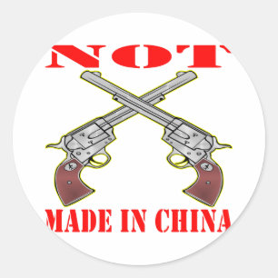 Pegatina Redonda Pistolas NO Hechas En China
