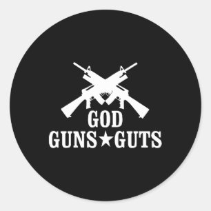 Pegatina Redonda Pistolas Y Gritos De Dios