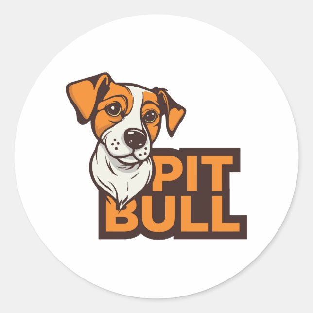 Pegatina Redonda Pit Bull (Anverso)