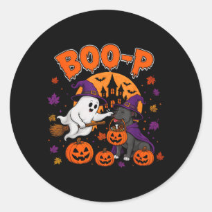Pegatina Redonda Pit Bull Boo P Fantasma Nariz Boop Halloween Amant