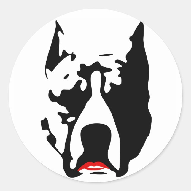 Pegatina Redonda Pit Bull con lápiz labial (Anverso)