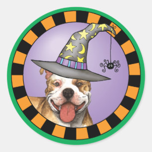 Pegatina Redonda Pit Bull Witch
