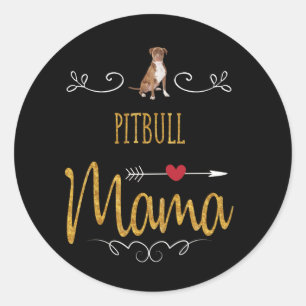 Pegatina Redonda Pitbull ama mucho a mamá