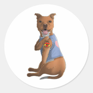 Pegatina Redonda Pitbull Amo A Mamá Tattoo Camiseta De Perro Madres