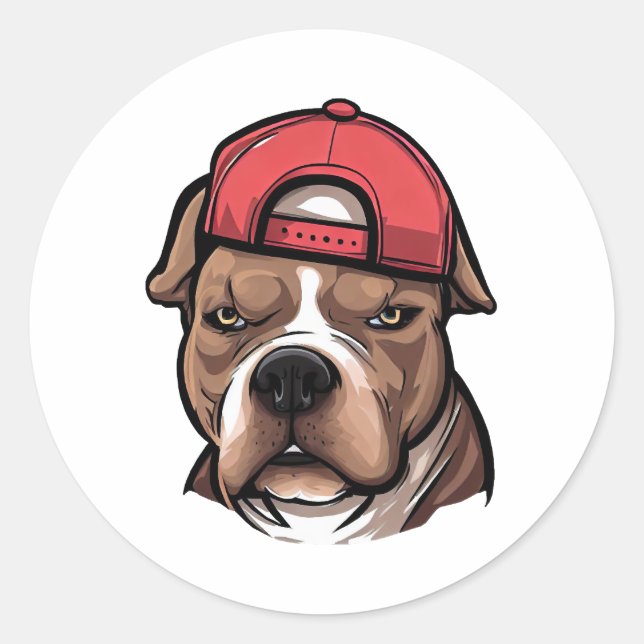 Pegatina Redonda Pitbull Bloods (Anverso)