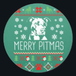 Pegatina Redonda Pitbull Christmas Lovers Merry Pitmas Ugly Christm<br><div class="desc">Pitbull Christmas Lovers Merry Pitmas Ugly Christmas</div>