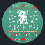 Pegatina Redonda Pitbull Christmas Lovers Merry Pitmas Ugly Christm<br><div class="desc">Pitbull Christmas Lovers Merry Pitmas Ugly Christmas</div>