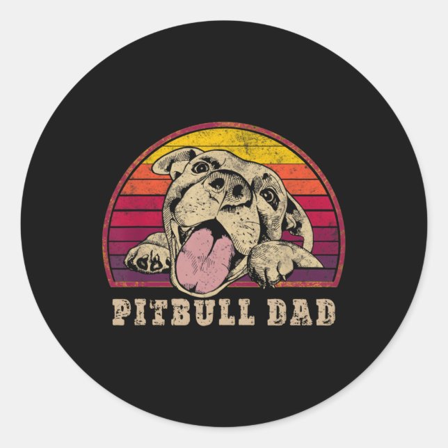 Pegatina Redonda Pitbull Dad Sonriendo Pitbull (Anverso)