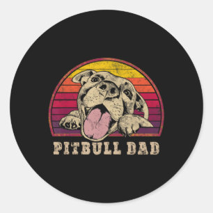 Pegatina Redonda Pitbull Dad Sonriendo Pitbull