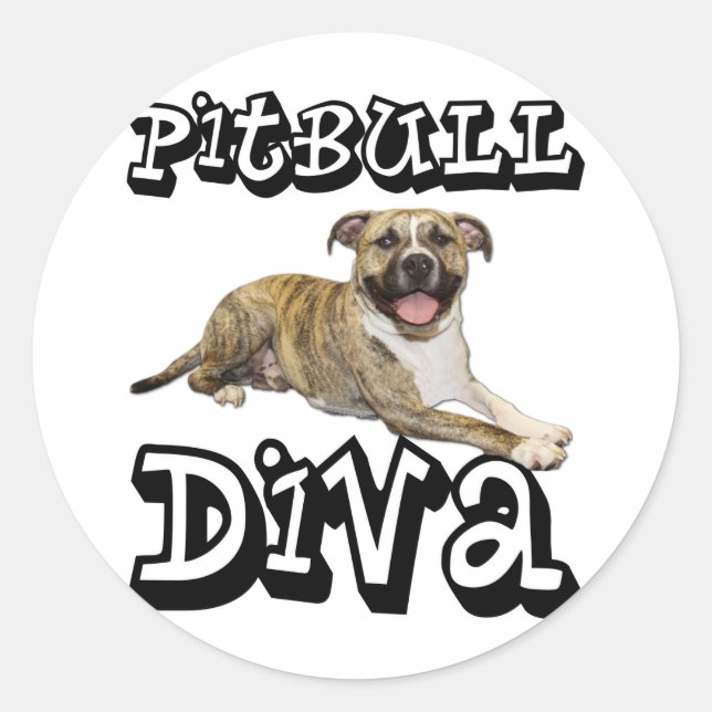 Pegatina Redonda PitBull DIVA - Tigre (Anverso)
