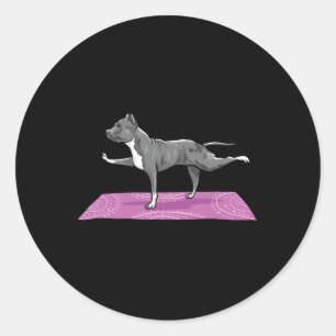 Pegatina Redonda Pitbull haciendo yoga divertido amante del perro p