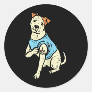 Pegatina Redonda Pitbull Me Encanta Mamá Tattoo Pittie Dog Lover Du