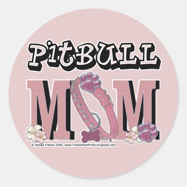 Pegatina Redonda Pitbull MOM (Anverso)