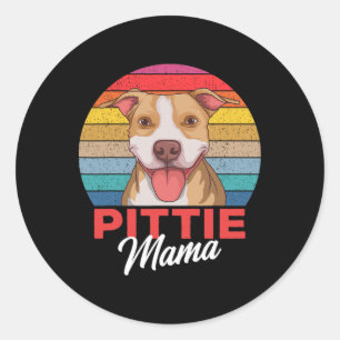 Pegatina Redonda Pittie Mama Pitbull Dog Mom