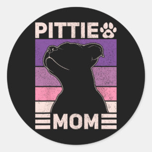 Pegatina Redonda Pittie Mamá Pitbull Mamá Perdedora Perra Mujer Día