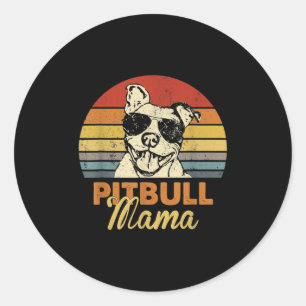 Pegatina Redonda Pittie Mama Pitbull Perro Mom Funny Día de la Madr