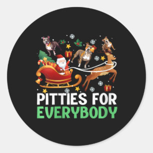 Pegatina Redonda Pitties Para Todas Las Navidades Pitbull Dog