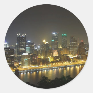 Pegatina Redonda Pittsburgh de noche