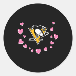 Pegatina Redonda Pittsburgh Penguins San Valentín Amor Nhl Oficialm