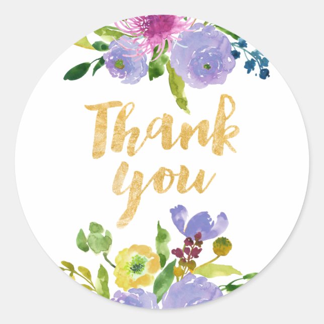 Pegatina Redonda PixDezine acuarela floral/menta ranunculus (Anverso)