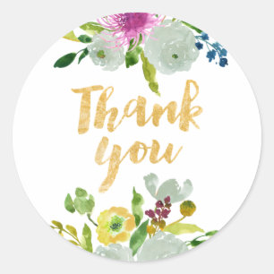 Pegatina Redonda PixDezine acuarela floral/ranúnculo menta