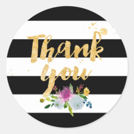 Pegatina Redonda PixDezine acuarela floral/rayas