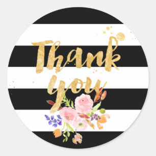 Pegatina Redonda PixDezine acuarela floral/rayas