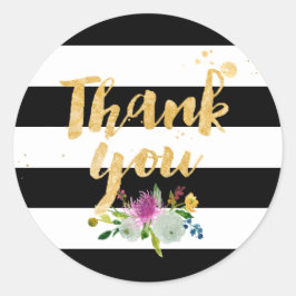 Pegatina Redonda PixDezine acuarela floral/rayas