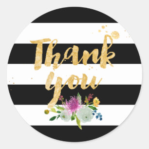 Pegatina Redonda PixDezine acuarela floral/rayas